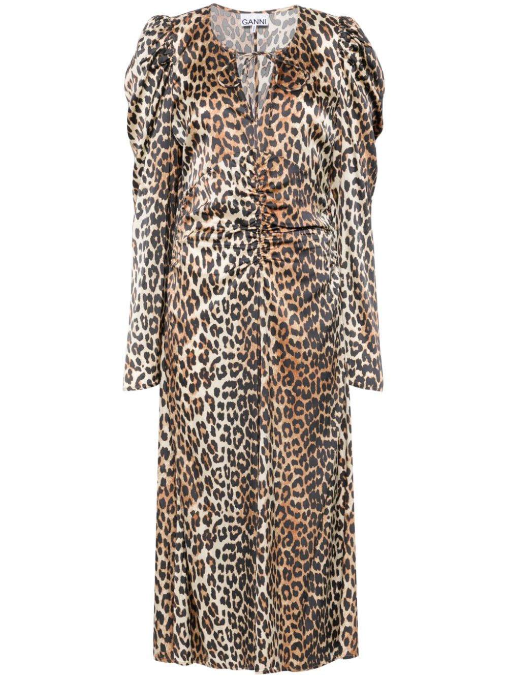 GANNI Leopard Print Midi Dress
