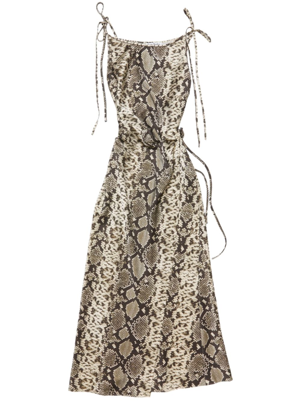 acne studios dress Print in Beige & Ecru Designed with adjustable straps and an invisible zip closure Acne Studios crinkled satin midi