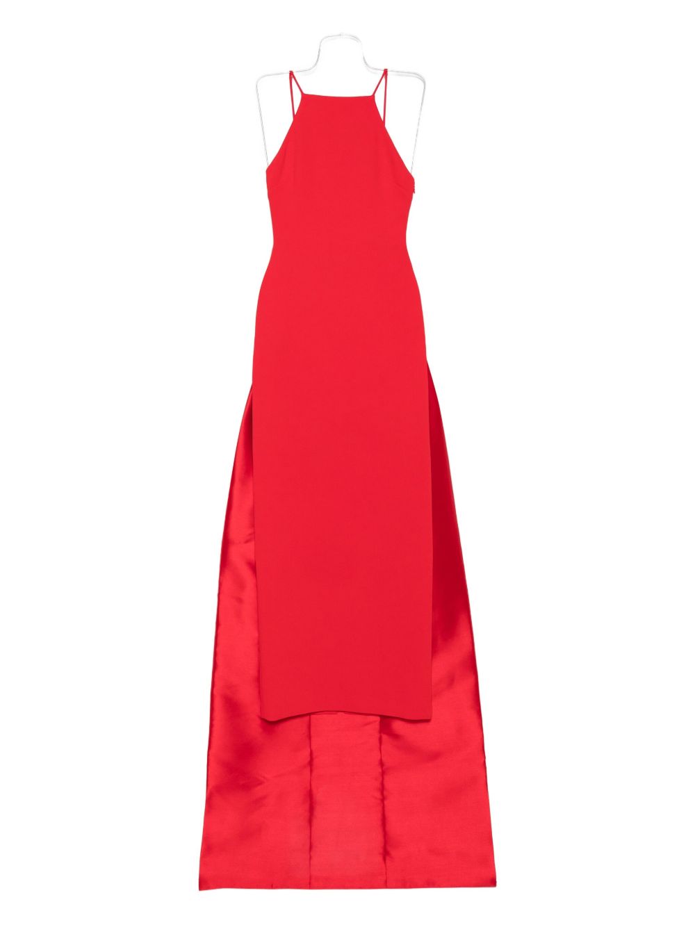 Solace London Women's Halter Neck Maxi Dress with Dramatic Skirt in Red