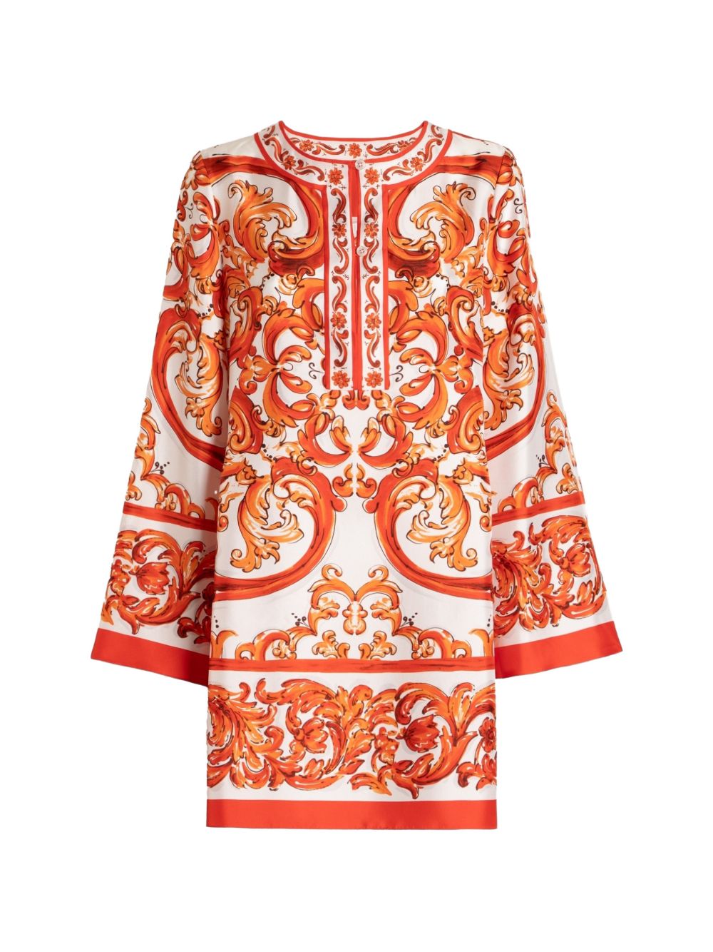 dolce gabbana orange dress Dolce & Gabbana Maiolica Print Midi Dress