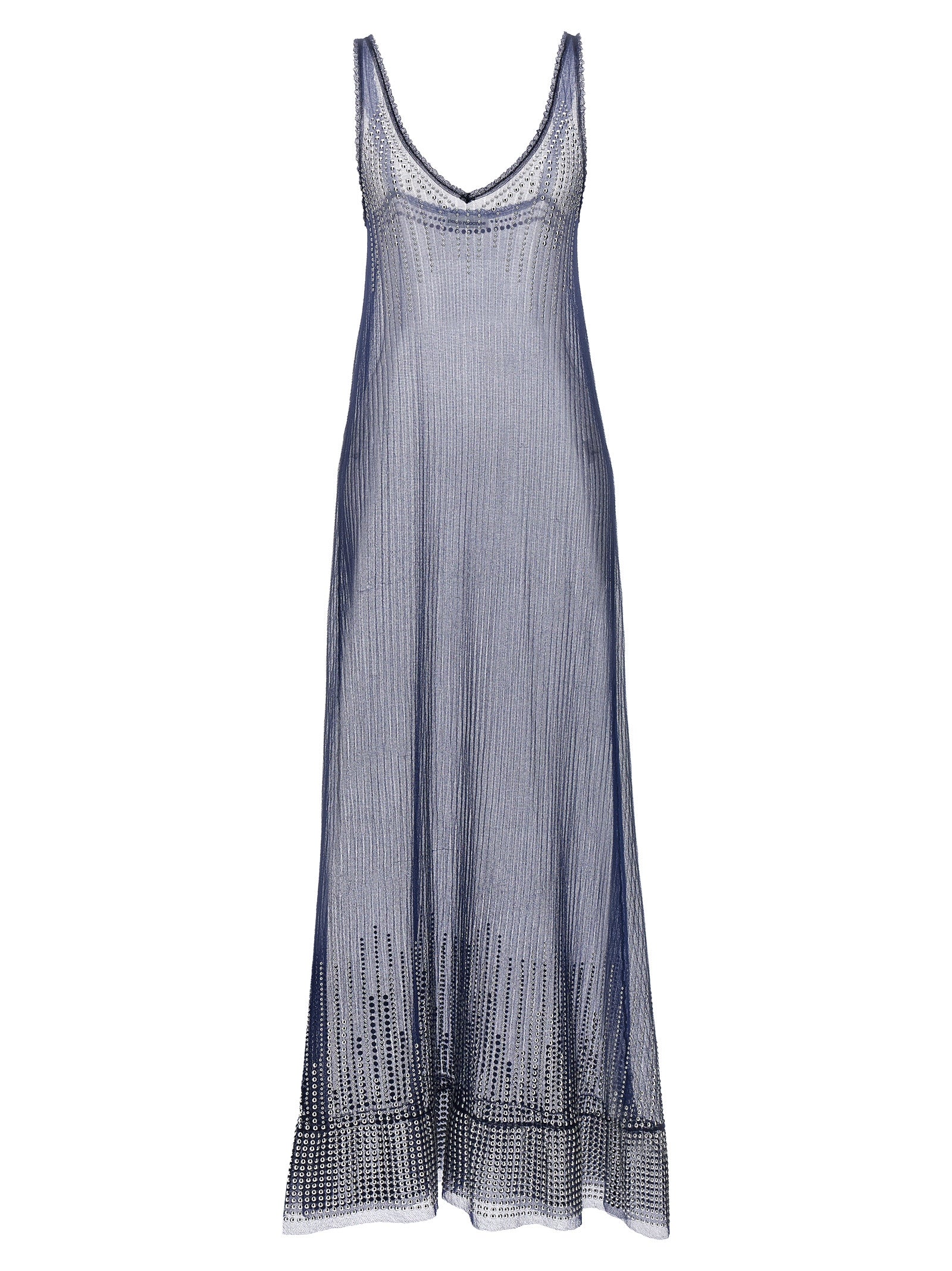 Paco Rabanne Studded Mesh Dress Blue