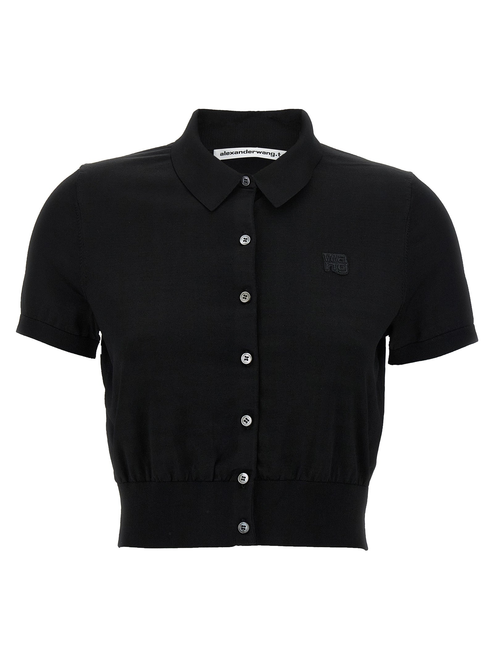 Tシャツ・カットソー Alexander Wang FW25 Logo patch polo shirt (4KC3253065 001) T By Alexander Wang Logo Patch Shirt Polo Black | Wanan Luxury