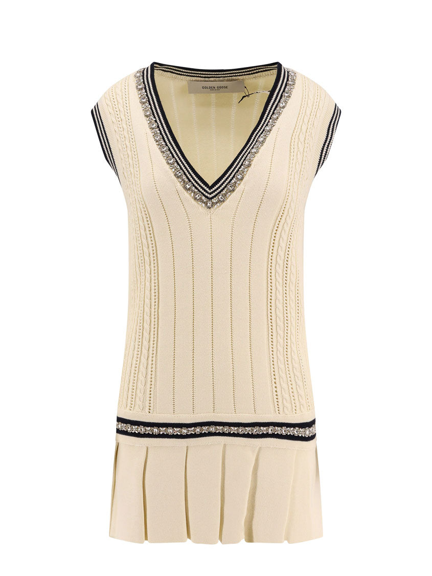 Golden Goose Organic Cotton Dress with Crystals