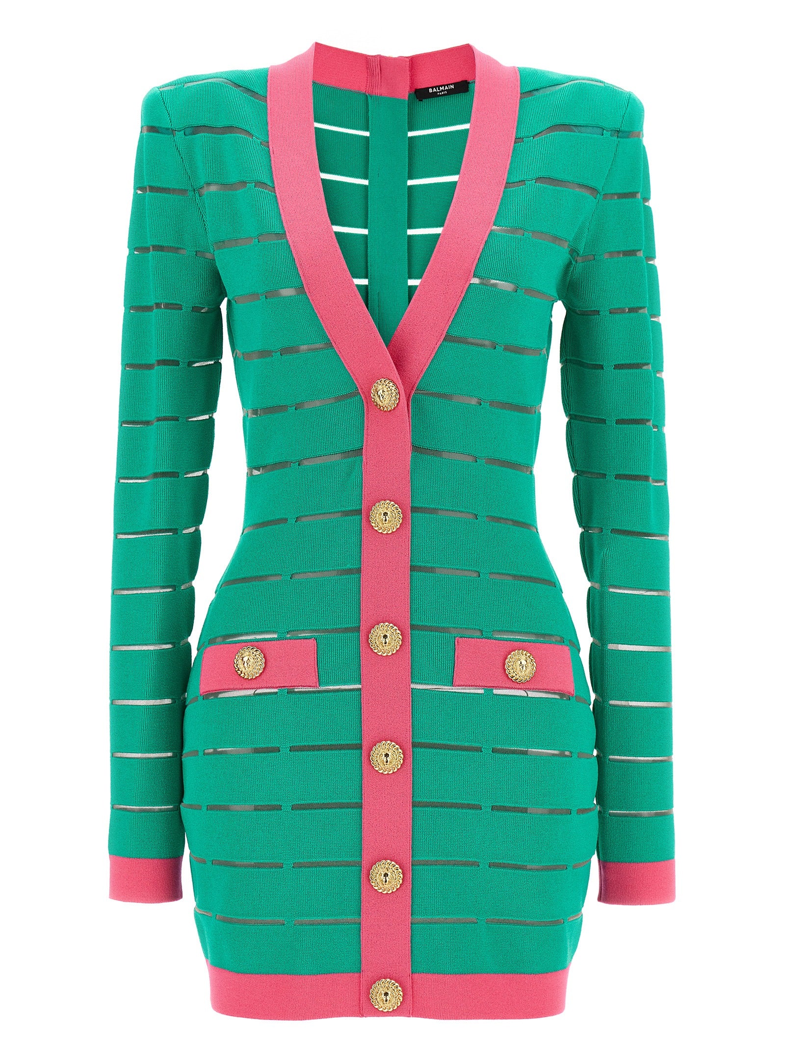 Balmain Two-tone Knit Dress - Green Balmain Two-tone Knit Dress - Green