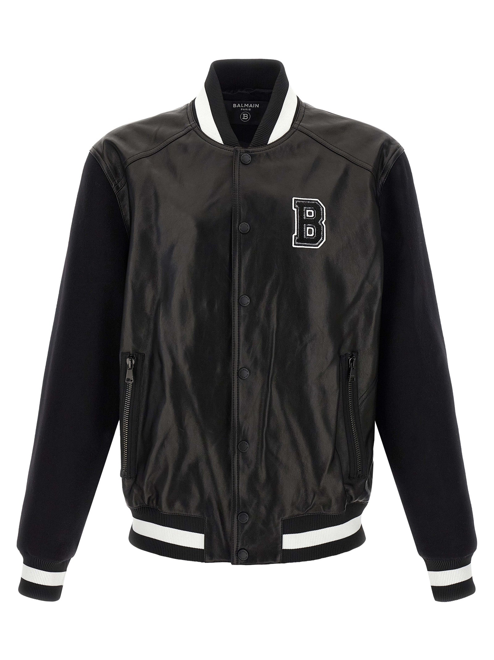 Balmain Varsity Puffer Jackets White/Black | Wanan Luxury