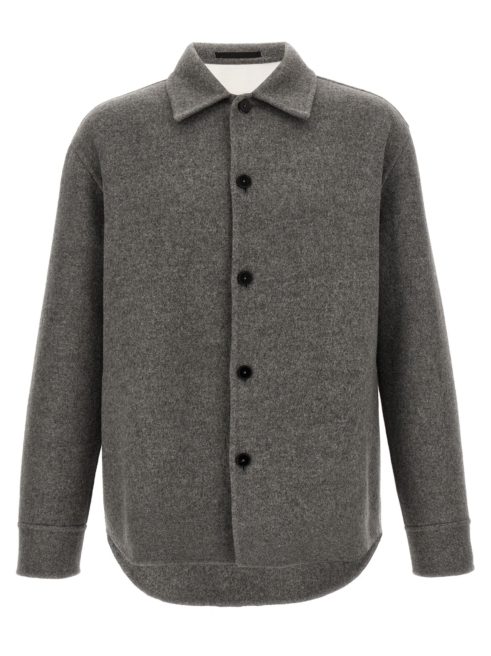 Jil Sander Wool Overshirt Puffer Jackets Gray | Wanan Luxury