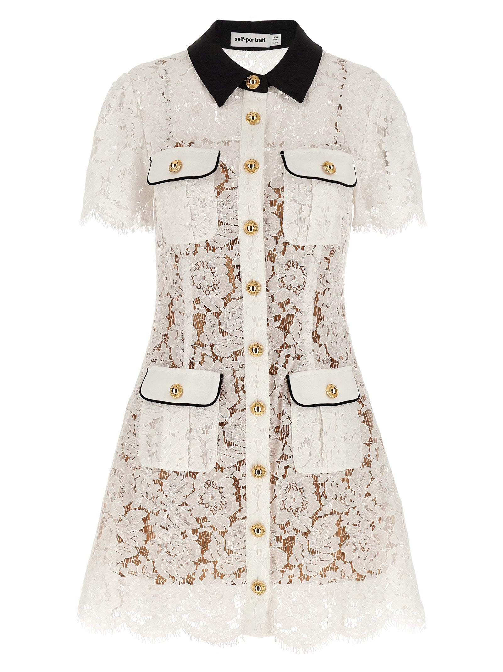 White Lace Contrast Collar Mini Dress main image 1