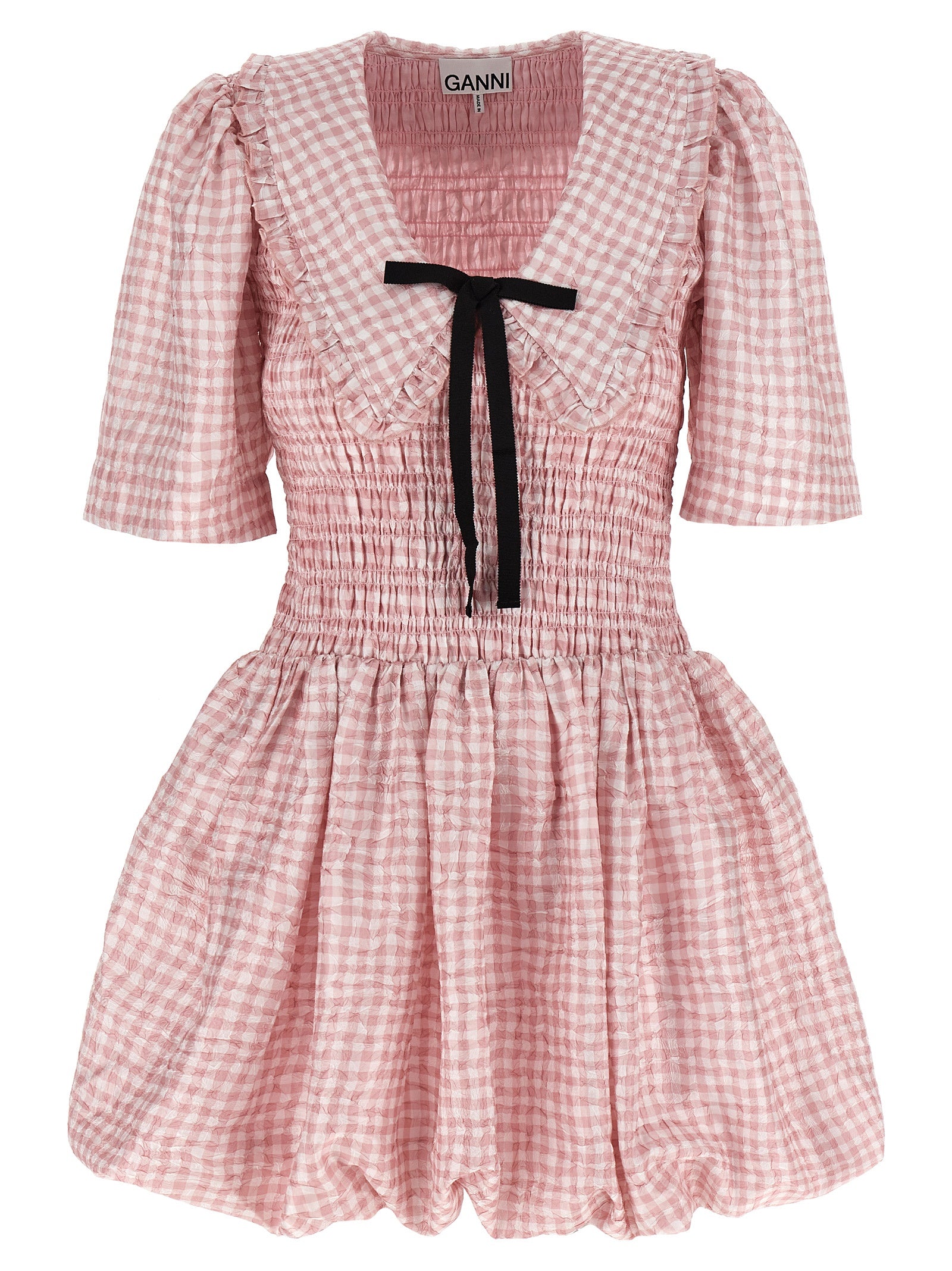 ganni dress pink GANNI: Pink Tiered Minidress