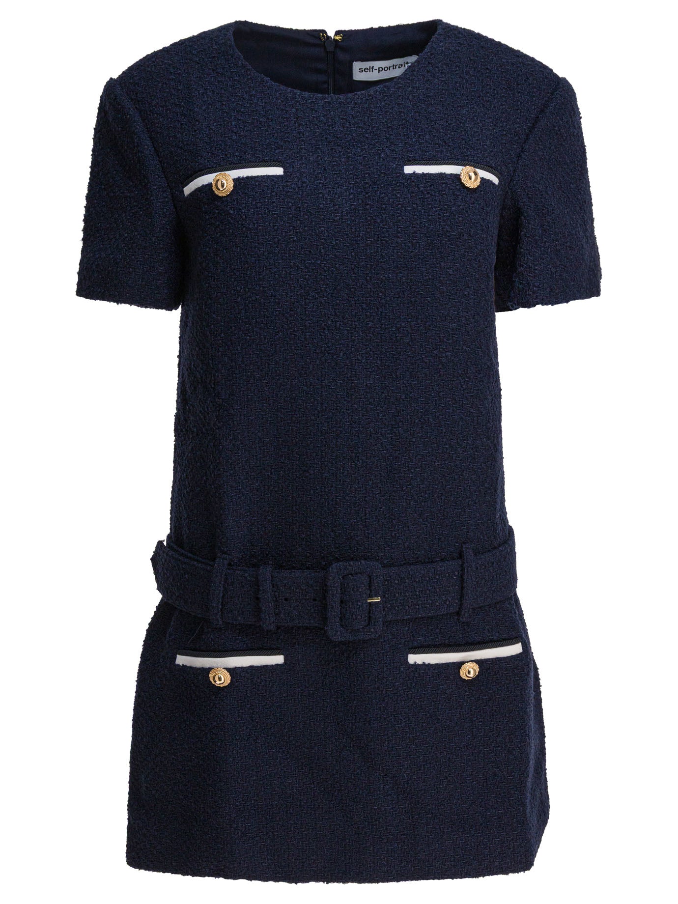self portrait blue dress Self-portrait Mini Boucle Dress