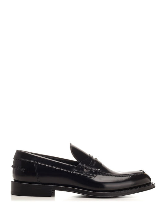 Brushed Leather Penny Loafer Loafers Black
