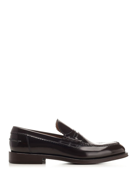 Brushed Leather Penny Loafer Loafers Black