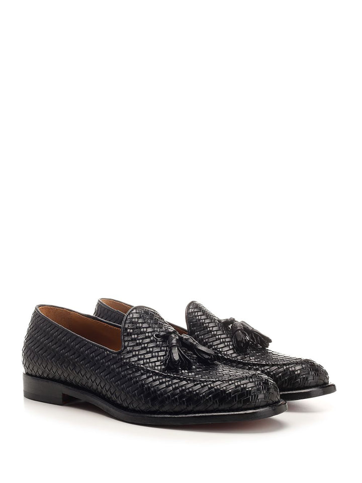 Corvari Loafer With Tassels In Woven Leather Loafers - Black | 0a0d1cfcb9c870dd5cae8a6c98fa06b910e5615a