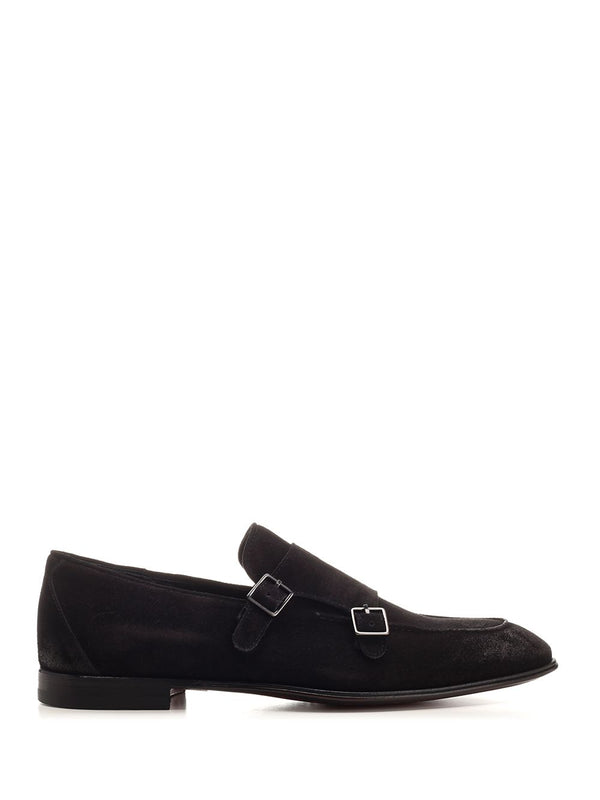Double Buckle Suede Loafer Loafers Black
