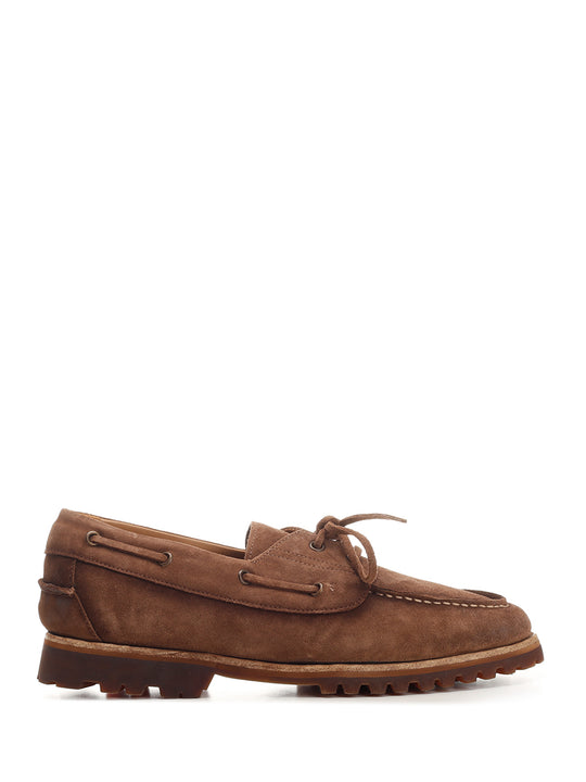 Suede Boat Shoes Lace-Up Shoes Brown