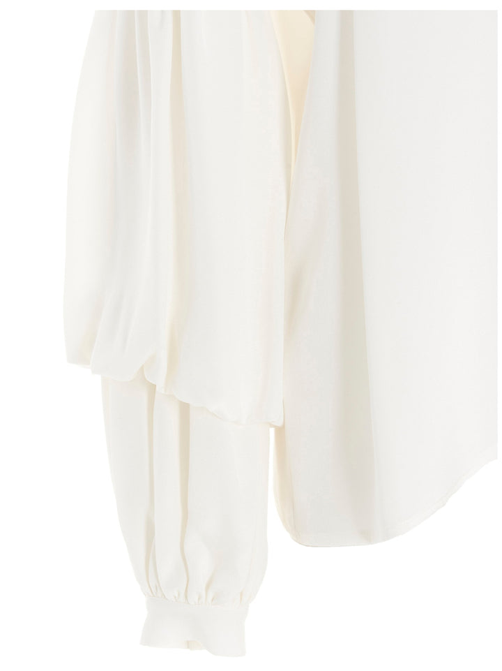 Puff-Sleeve Silk Shirt Shirt And Blouse White