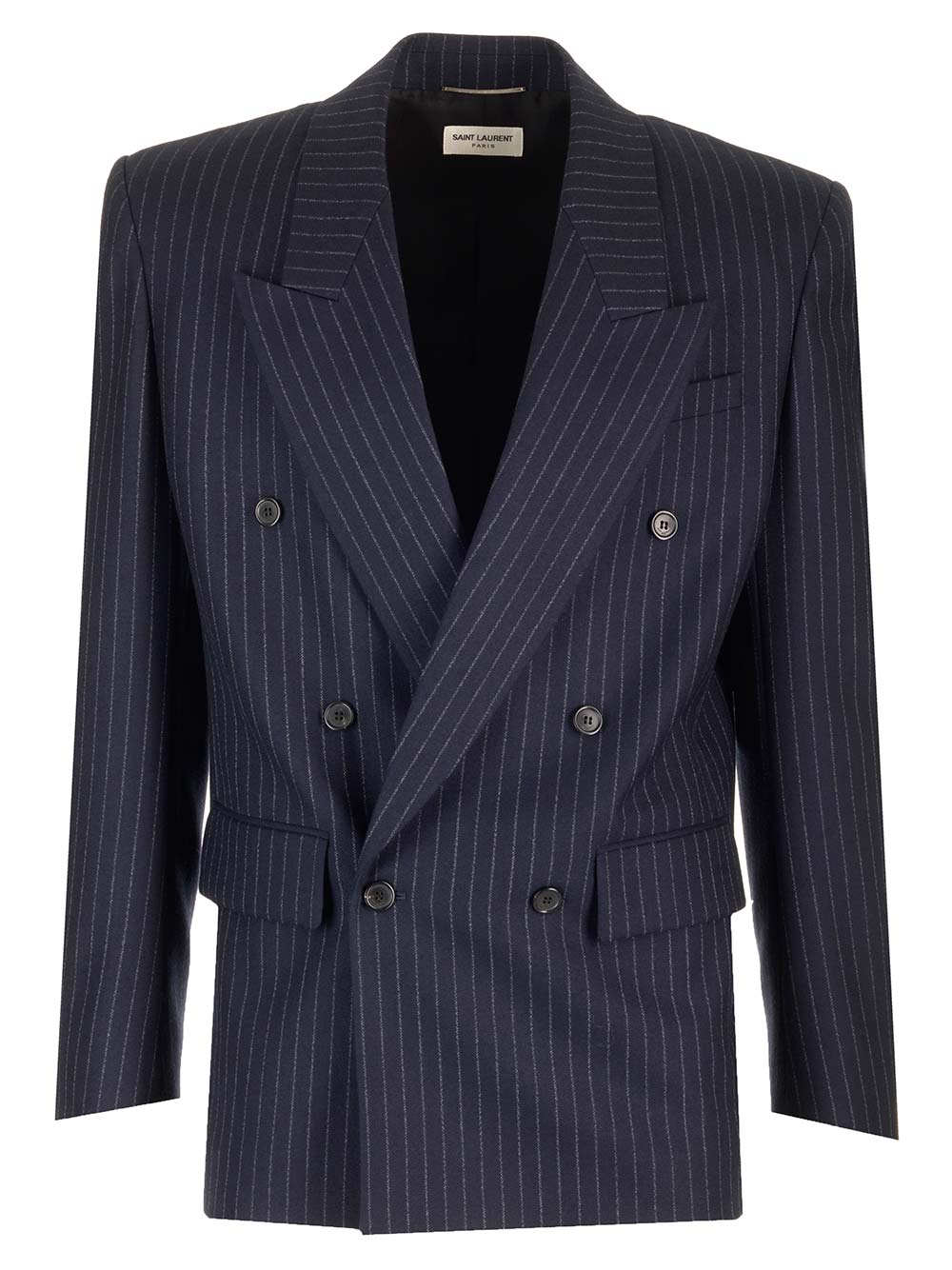 Saint Laurent Double-Breasted Blazer Jackets - Blue | dda7556b8e83503e1f6ceeeec473bec8fe5624a3