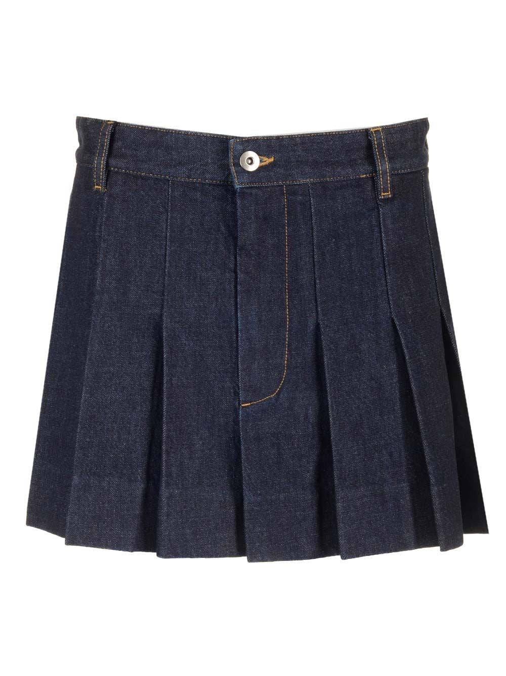 Bottega Veneta Pleated Denim Miniskirt Skirts - Blue | d04a5aceff8f7b91a8dc05b2a8ea159287ec415a