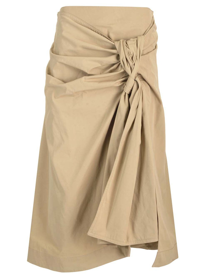 Bottega Veneta Compact Cotton Midi Skirt Skirts - Beige | cf14db238eeb7a19e71b79f42998654df3adff9c