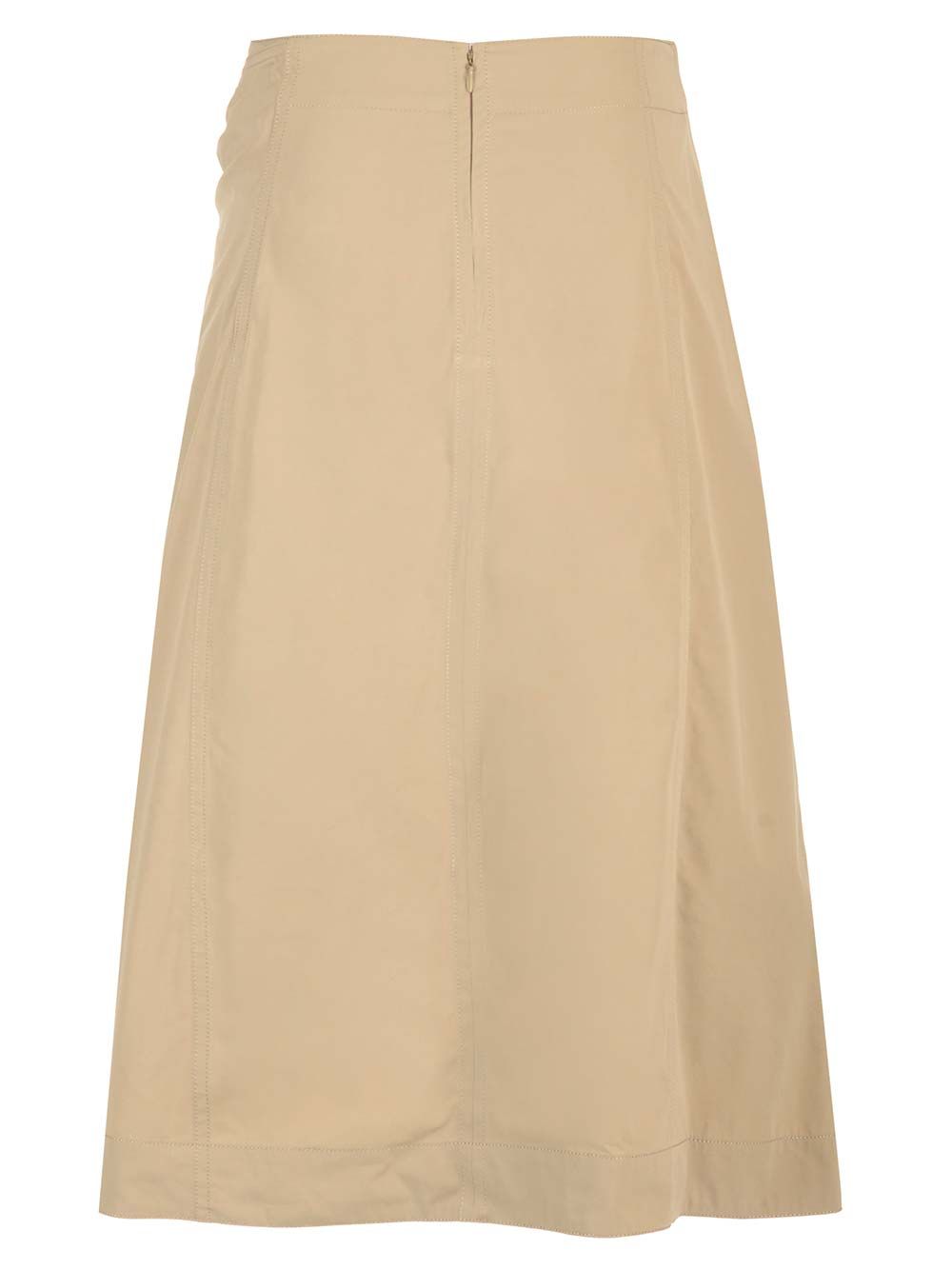 Bottega Veneta Compact Cotton Midi Skirt Skirts - Beige | 62d59a00a1fd37fc45ac115fa095fe470f61cb89