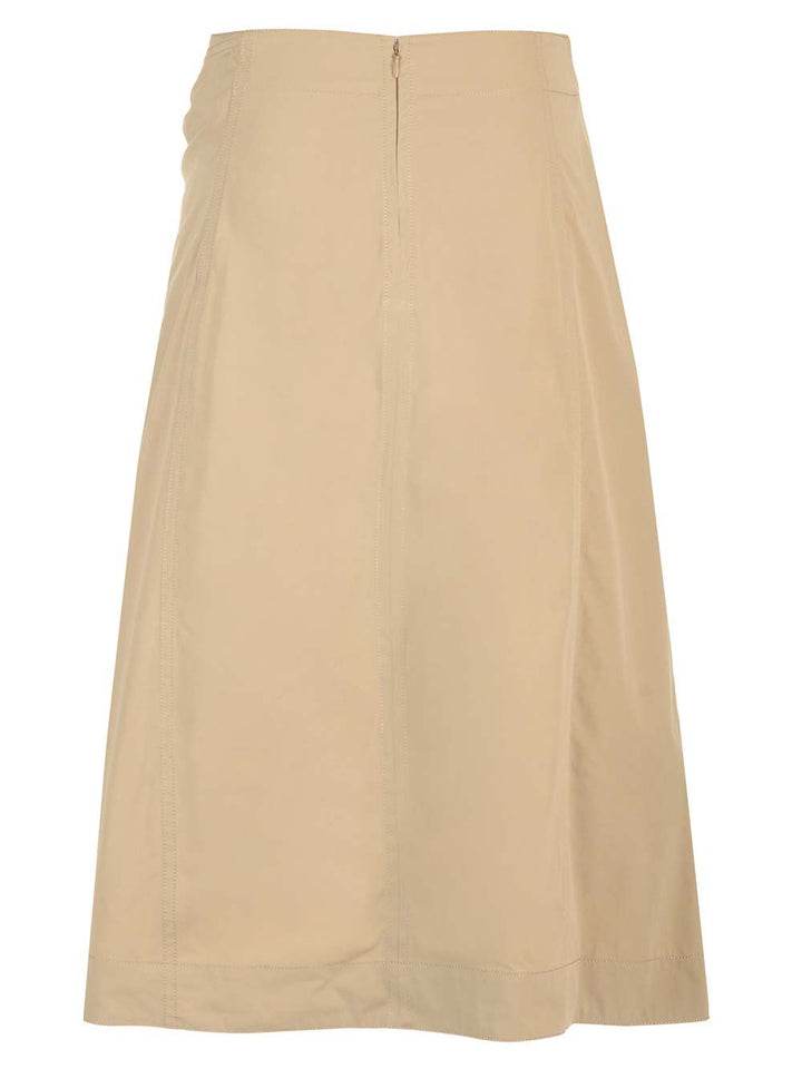 Bottega Veneta Compact Cotton Midi Skirt Skirts - Beige | 62d59a00a1fd37fc45ac115fa095fe470f61cb89
