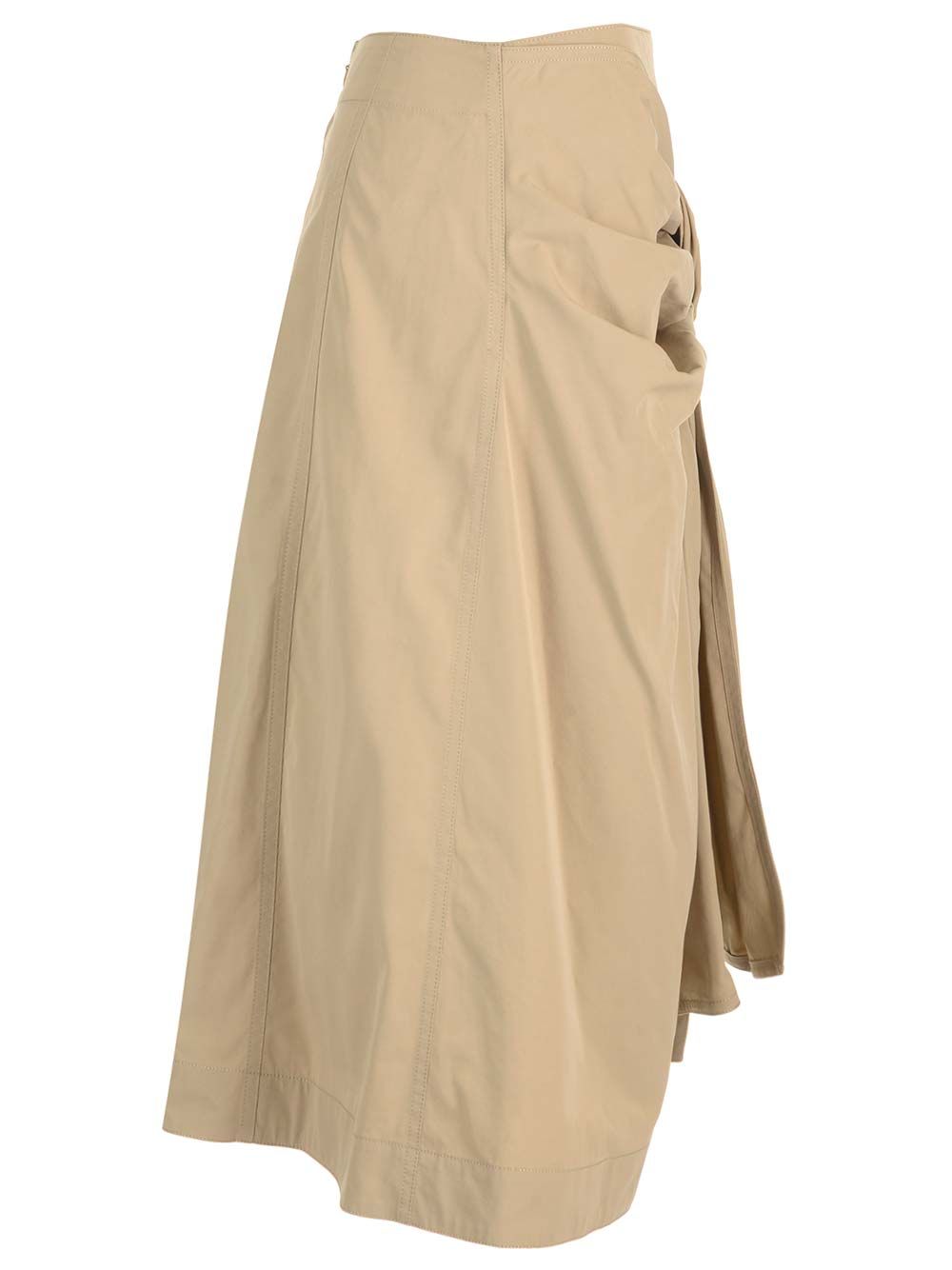 Bottega Veneta Compact Cotton Midi Skirt Skirts - Beige | 734840118e173be01242070dbde9029a1ab89c33