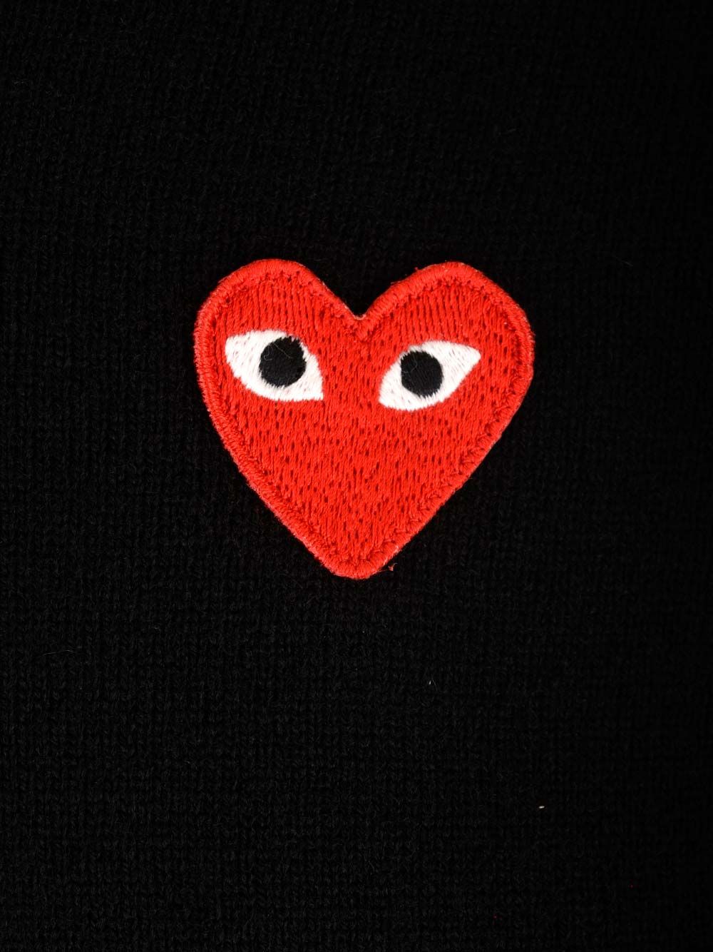 Comme Des Garcons Play Crew Neck Wool Sweater Knitwear - Black | 53433295a29b2a34dce4559e33ae1eaeafdf56d5