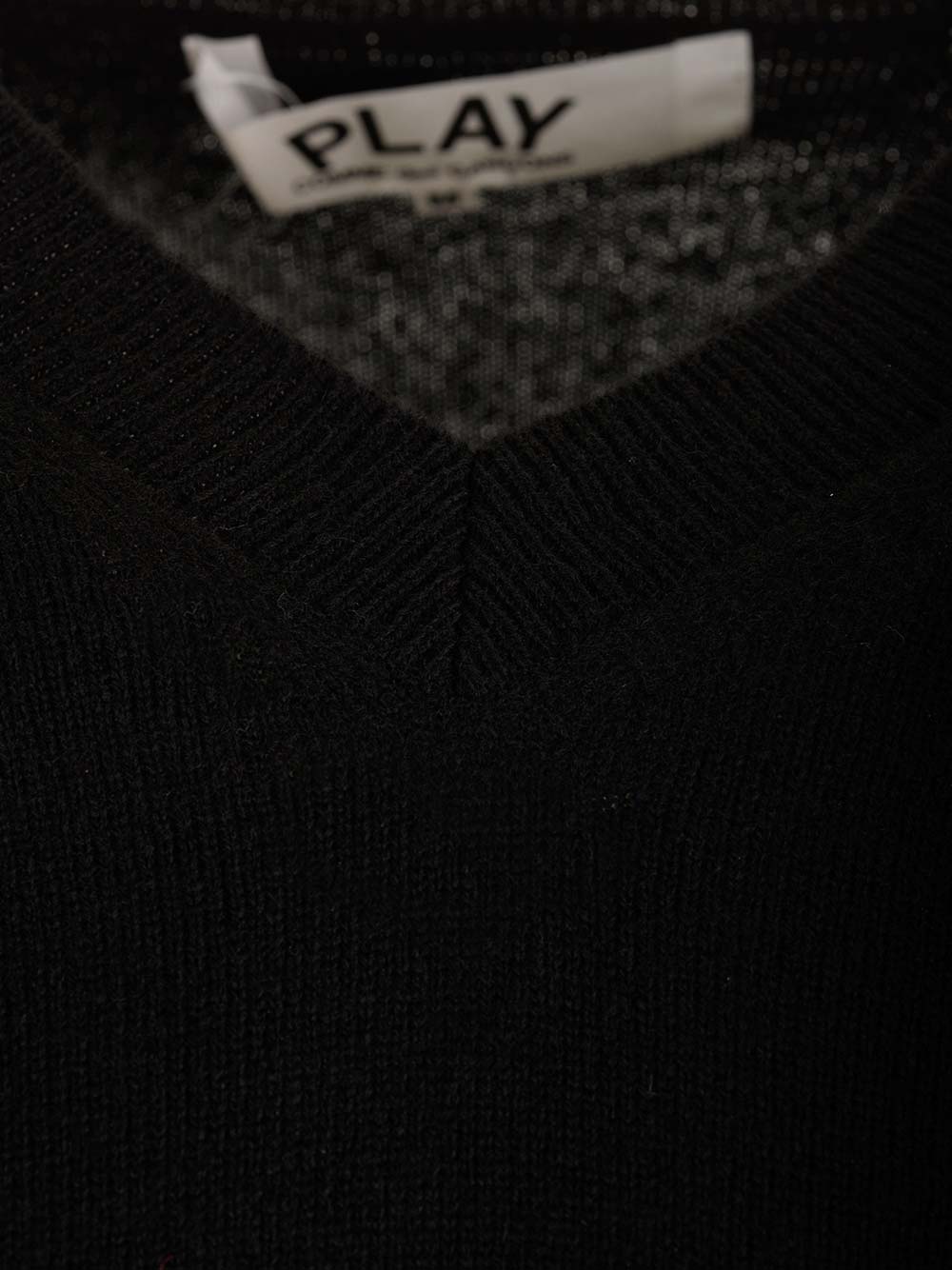 Comme Des Garcons Play V-Neck Wool Sweater Knitwear - Black | 3551bf62cc4f0f235a8017ddce6a27893ae9b42d