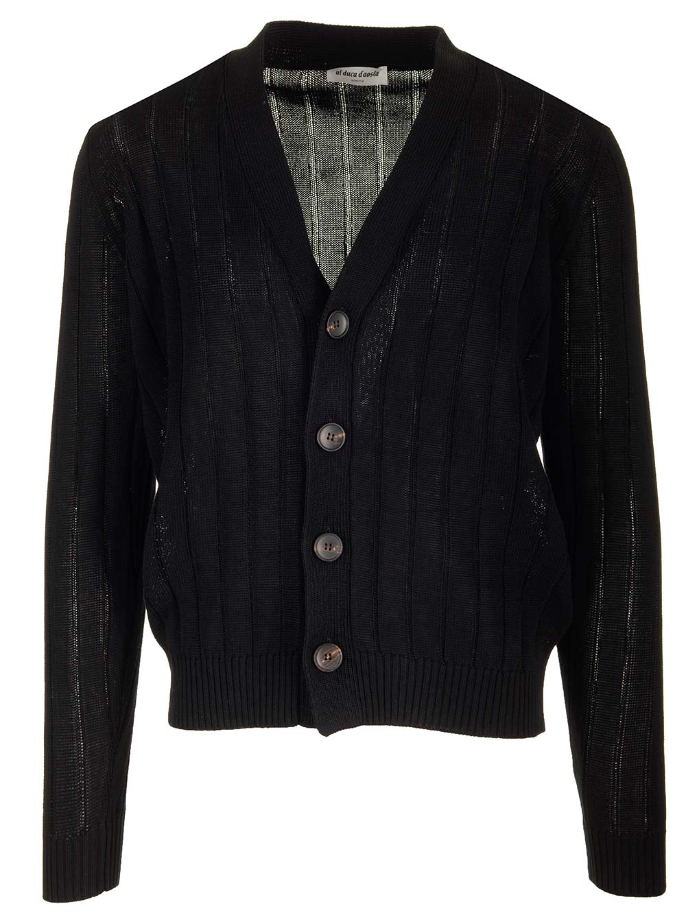 Al Duca D'Aosta Black Cotton Cardigan Knitwear - Black | 972f9e0e6d02b0050081c3103b02e2ffcb3068a5
