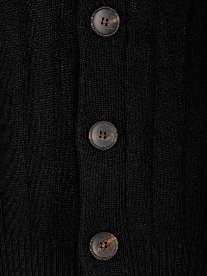 Al Duca D'Aosta Black Cotton Cardigan Knitwear - Black | 324a327839b5c8ec645c0cfe04dae26dc0979d29