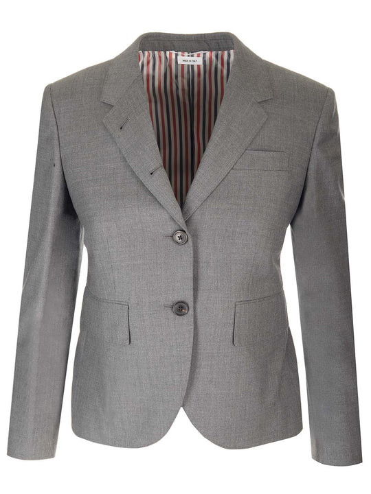 Slim Fit Cropped Blazer Jackets Grey