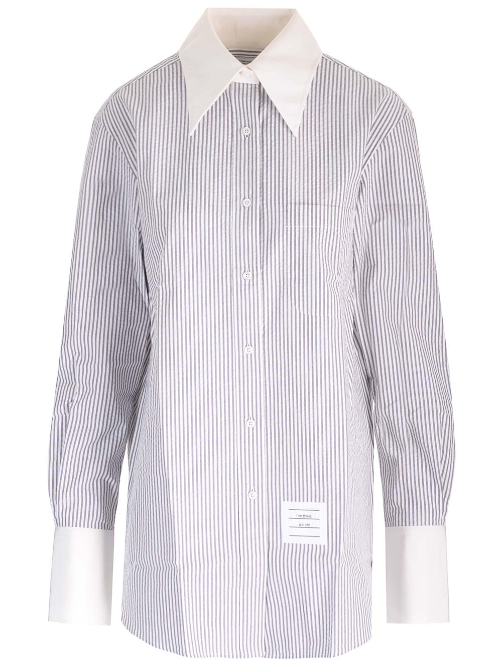 Thom Browne Seersucker Long Shirt Shirts - Grey | cdb4a9ba36901646be29db77a90bff86cb6336da