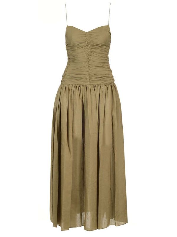 Gathered Drop Waist Dress Dresses Green