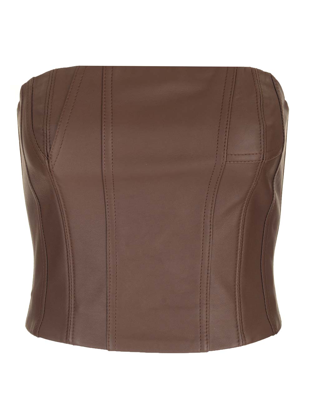 Amiri Leather Bustier Tops - Brown | 8aac93bd1ddedce74e1c6842ed5507b462459ad0