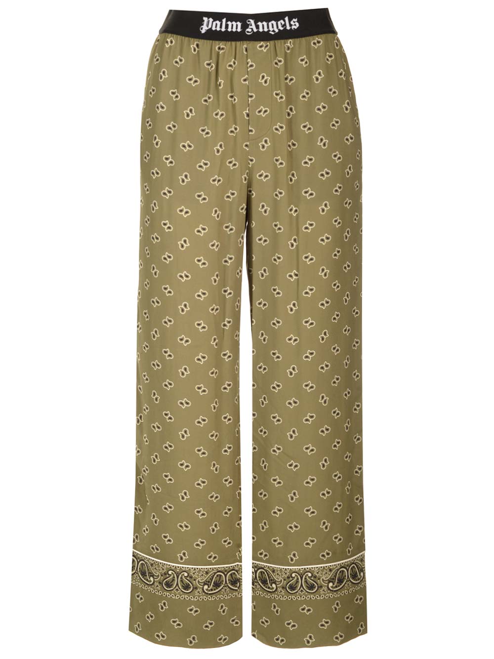 Palm Angels Straight Paisley Print Pants Trousers - Green | 1743290f424fbcce31a89fad7cf909a35b677a66