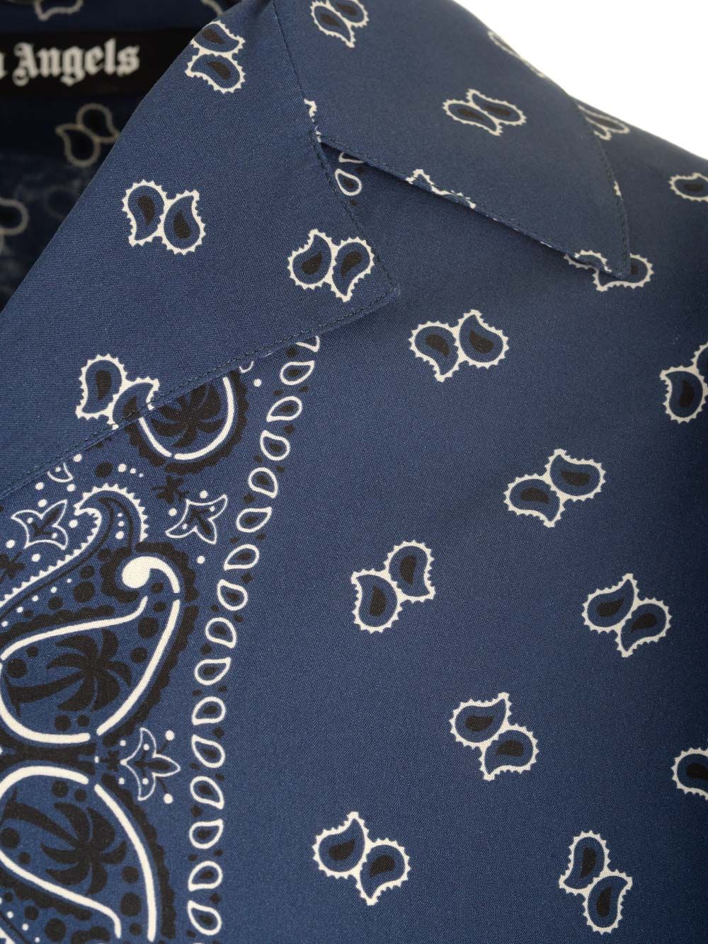 Palm Angels Paisley Print Bowling Shirt Shirts - Blue | 0a46279b995547f1731a0911225c3c2ca53af90c