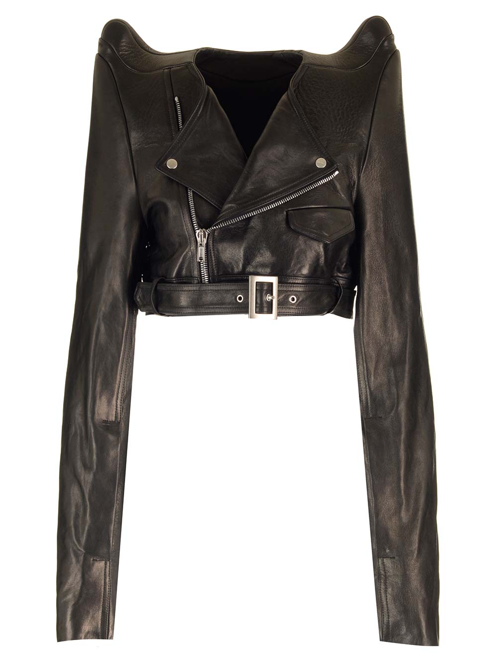 Rick Owens Micro Biker In Black Leather Jackets - Black | c8b5be2a22138ab1f7b48bce01f113005070d155
