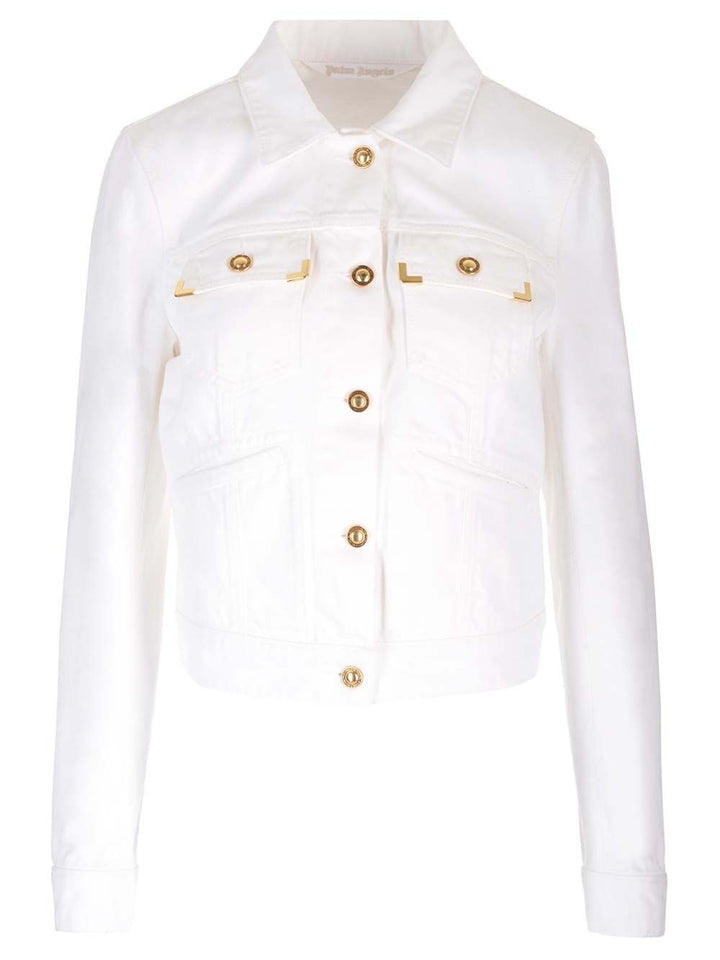 Palm Angels Cotton Denim Jacket Jackets - White | c762227574bbde685d4754ada515613a98aa5a1f