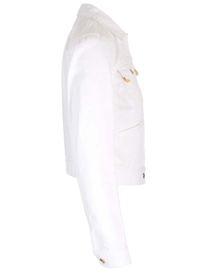 Palm Angels Cotton Denim Jacket Jackets - White | 9890cf261a63180886baf329192ce490016abd2e