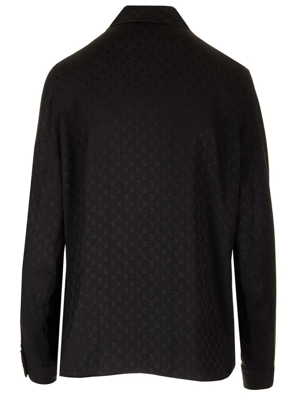 Monogram Silk Blouse Shirts Black