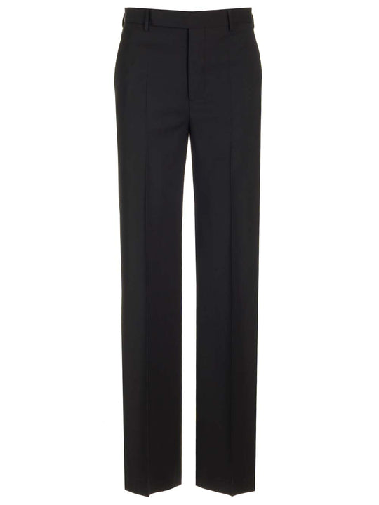 Straight Wool Trousers Black