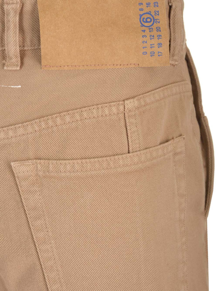 Mm6 Maison Margiela In Cotton Twill Trousers - Beige | 91c7aacd164c1f19a13941f53d12d1781f1e9525