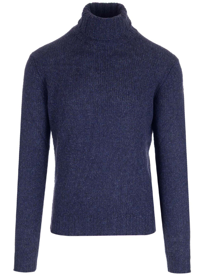 Al Duca D'Aosta Blue Mélange Turtleneck Knitwear - Blue | c26233778b20c06e86167176d08fc391c6273047