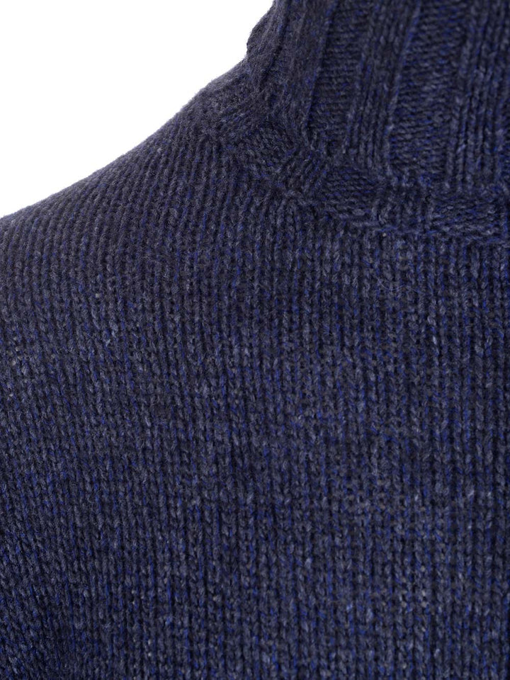 Al Duca D'Aosta Blue Mélange Turtleneck Knitwear - Blue | 8825123d34f0b4442aa7c971a2779b295fc8e606