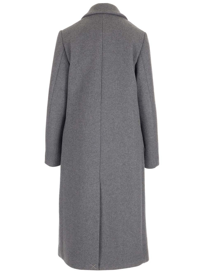 Loewe Wool And Cashmere Long Coat Coats - Grey | 0017a3d6077f00821e0c0d56177d88fb9e49029f