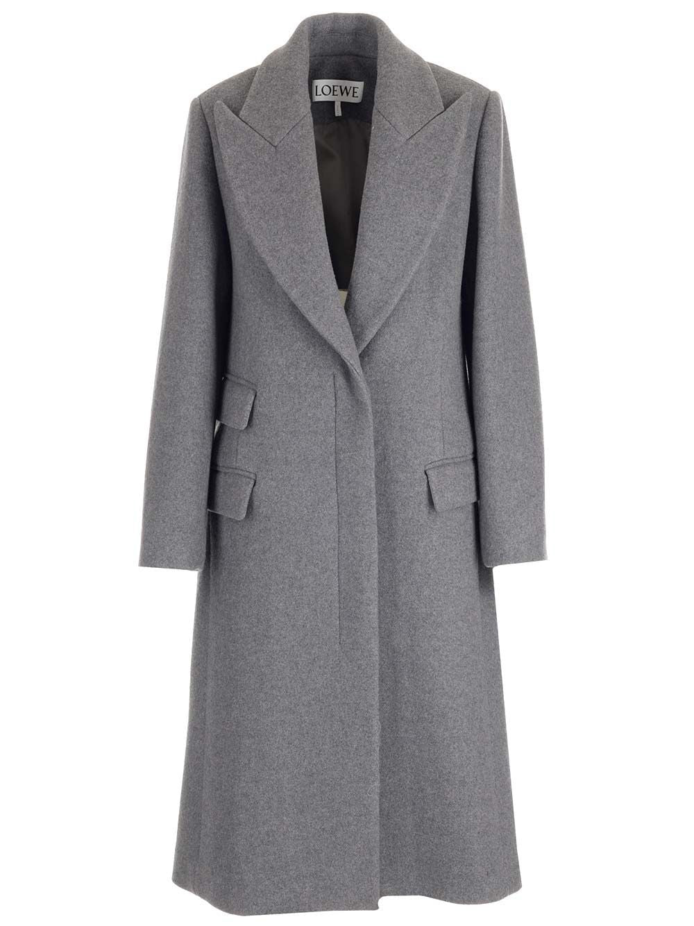 Loewe Wool And Cashmere Long Coat Coats - Grey | ea2db2aad13e0c9dbb0cf7709b707d93a224ded2