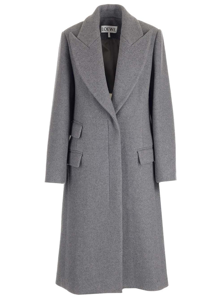 Loewe Wool And Cashmere Long Coat Coats - Grey | ea2db2aad13e0c9dbb0cf7709b707d93a224ded2
