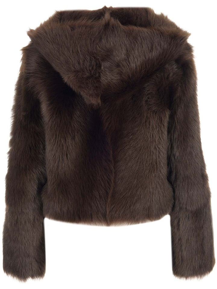 Loewe Shearling Hooded Jacket Coats - Brown | 7d90560878f1273dcba1f5da6006eb0cc19d8c0d