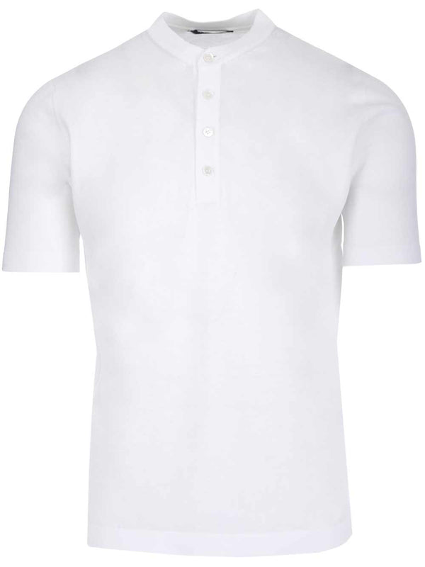 White Short-Sleeved Henley T-Shirt White