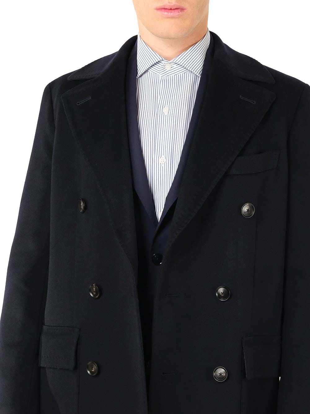 Al Duca D'Aosta Navy Blue Double-Breasted Coat Coats - Blue | fb4dfb896cbe182868300ecb9efb22ccf85da55e