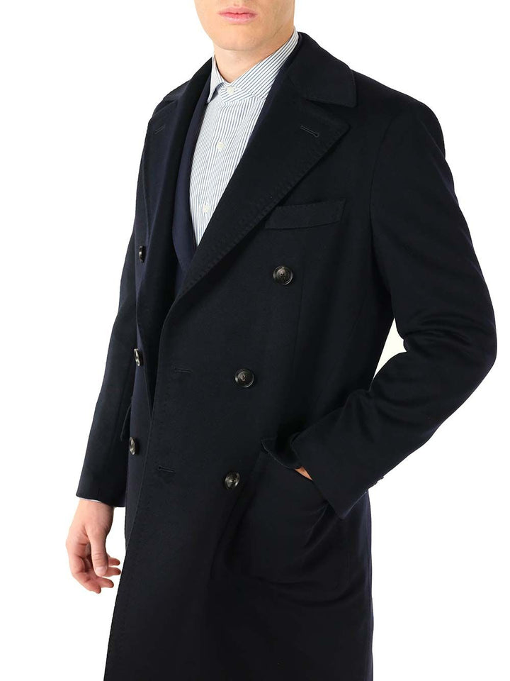 Al Duca D'Aosta Navy Blue Double-Breasted Coat Coats - Blue | 68e216426ebe914b5d864d304f2a17c8c34f633d